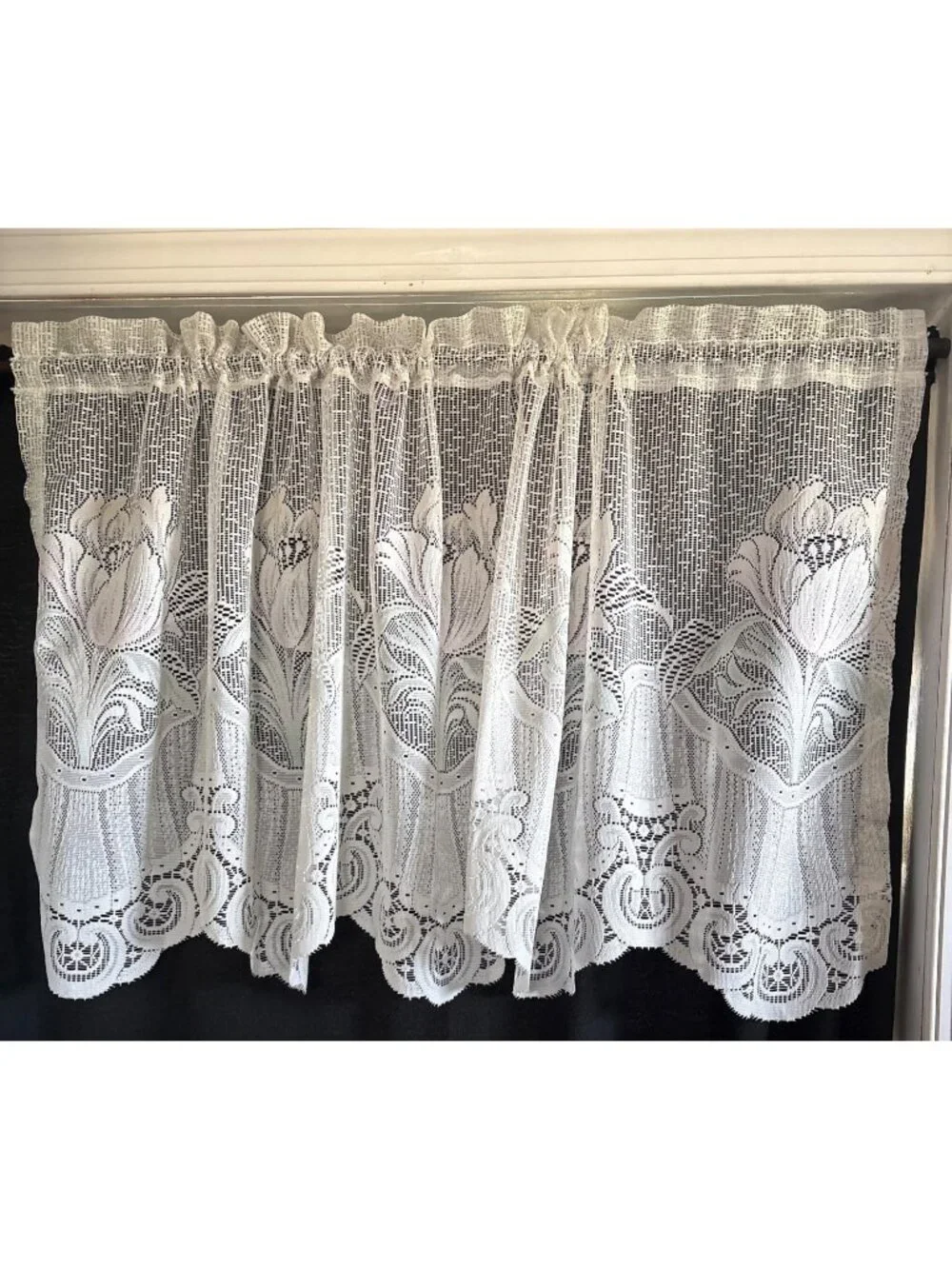 Cream Lace Floral Valance Measurements 53